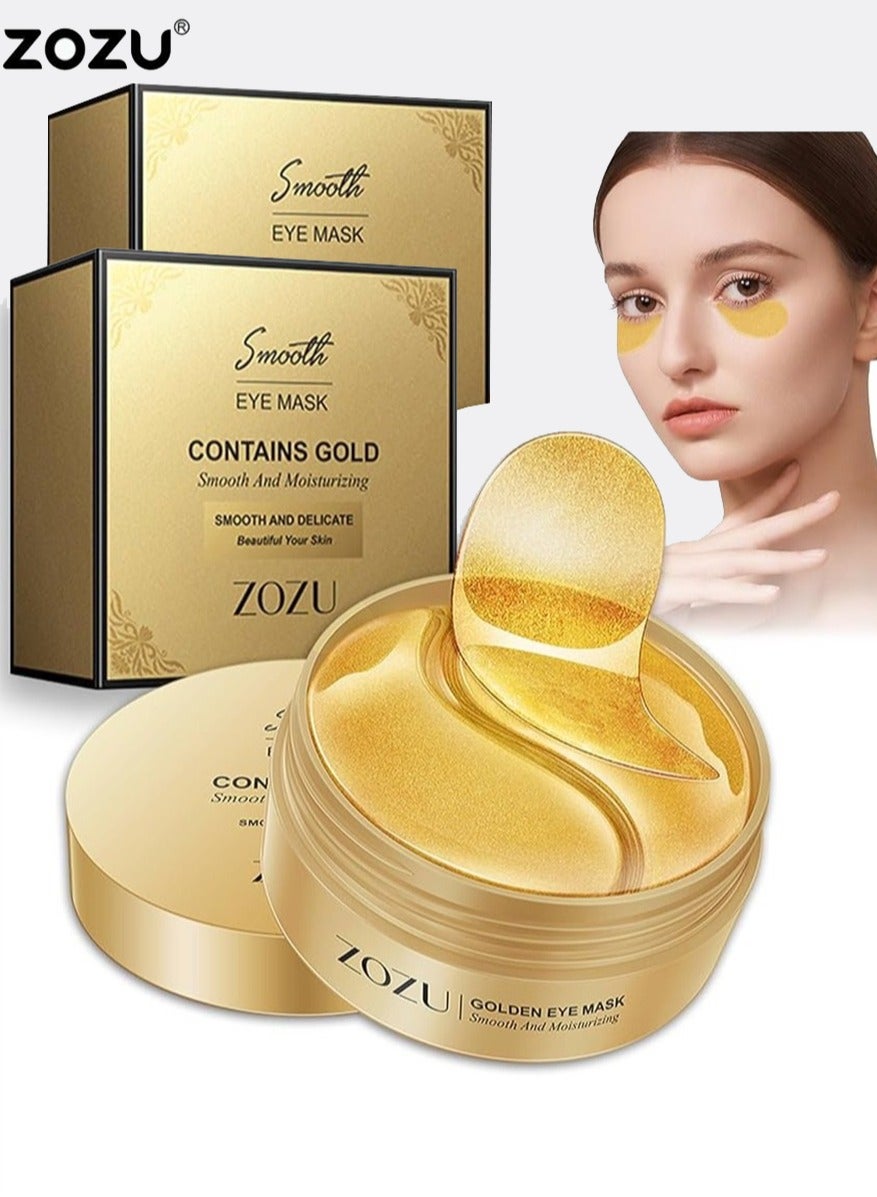 Pack Of 2 Smooth Eye Mask | Contains Gold | Smooth And Moisturizing Eye Patches For Dark Circles | Collagen Eye Bag Patches Removal Stickers | Hydrating Skincare| 30 Pairs X 2