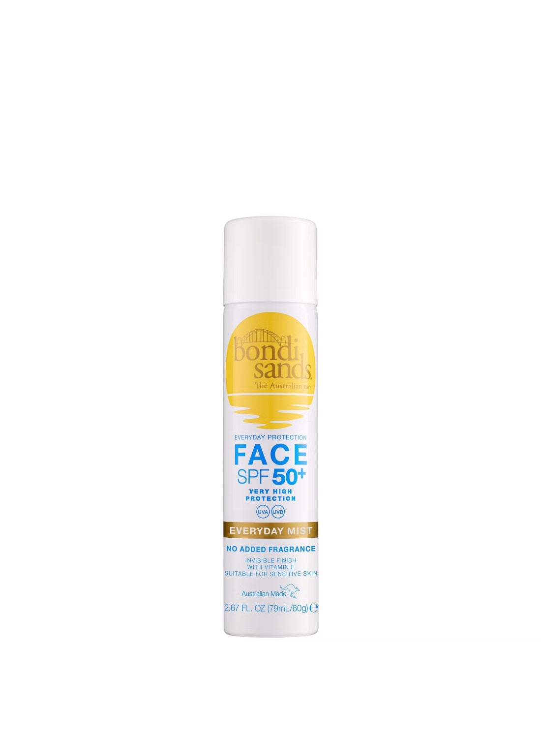Invisible SPF 50+ Facial Sunscreen Mist - Refreshing & Non-Greasy, Sets Makeup and Provides Broad Spectrum Protection for on-the-go Reapplication (60 g)
