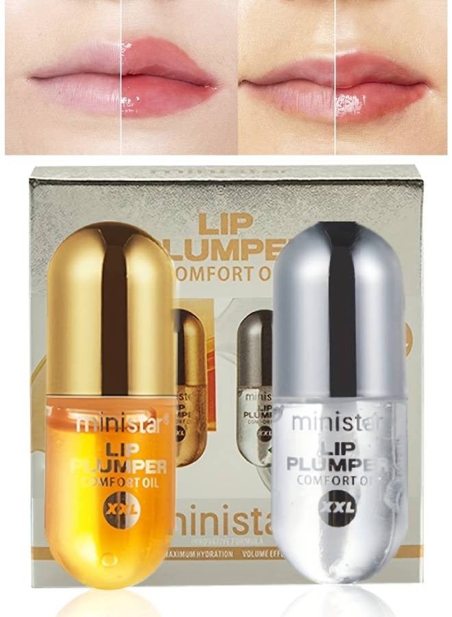 Lip Plumper Comfort Oil with Ginger and Mint Set Lip Plumper Maximizer Induce Lip Elasticity Cell Regeneration Reduce Fine Lines Resist Aging Lip Plumper Gloss Lip Enhancer