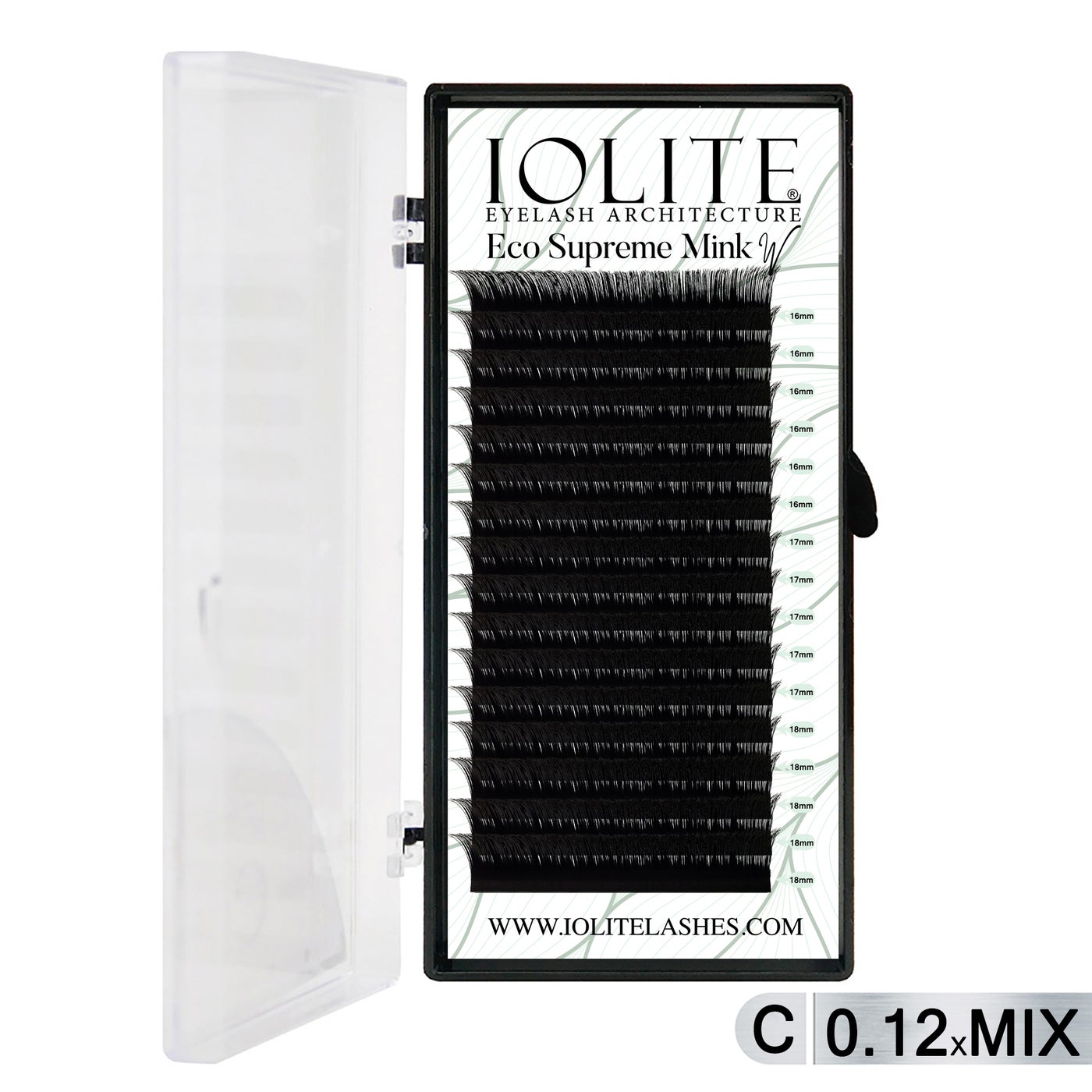 Iolite Eco Supreme Mink W Lashes C Curl – 0.12T Mix & 6mm–15mm | Pre-Fanned Volume Lash Extension Trays for Professional Lash Artists ISMWC12T - Mix2