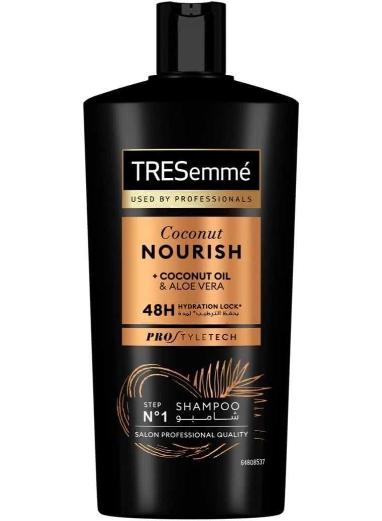 TRESemmé Coconut Nourish Shampoo – With Coconut Oil & Aloe Vera, 48H Hydration Lock