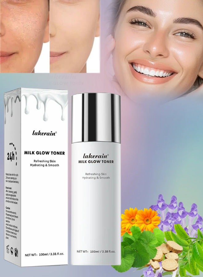 100ml Milk Glow Toner for Face Deep Hydrating Milky Facial Toner with Niacinamide Refreshing Skin Moisturizer and Smooth Rice Face Ferment Filtrate Toner Skin Care Milk Skin Toner