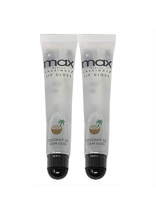 (2Pack) MAX Makeup Lip Polish Coconut Oil Clear Gloss