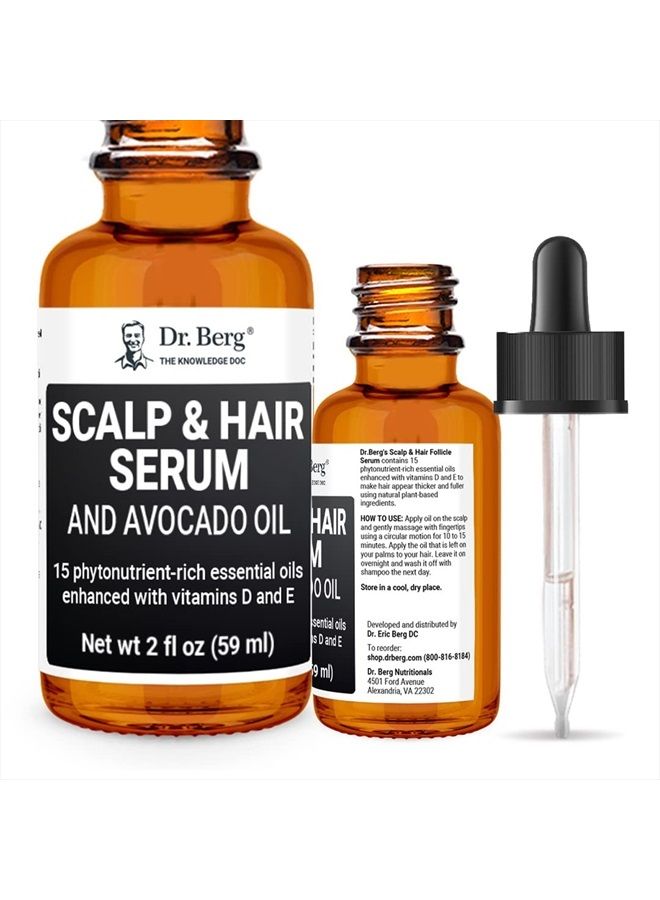 Dr. Berg's (All In One) Hair Growth Serum w/Jojoba Oil & Castor Oil For Fuller Thicker Hair | Contains 13 Plant-Based All Natural Hair Growth Oils | Added Vitamin E & D for Enhancement | 2 fl oz