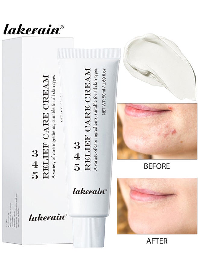 345 Relief Care Cream Face Moisturizer With Niacinamide, Blemish Care And Soothing Vegan Korean Skincare For All Skin Types, 50ML