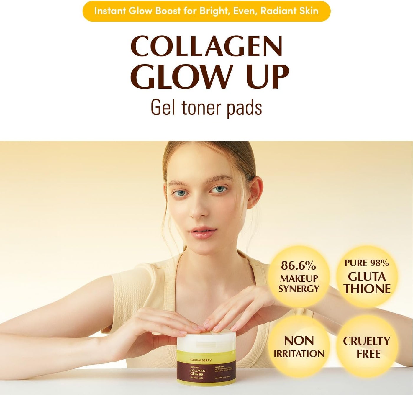 Collagen Glow Up Gel Toner Pads 140ml | Hydrating & Radiance-Boosting Facial Pads | Smooth Skin Texture, Moisture Care & Glow - image 2