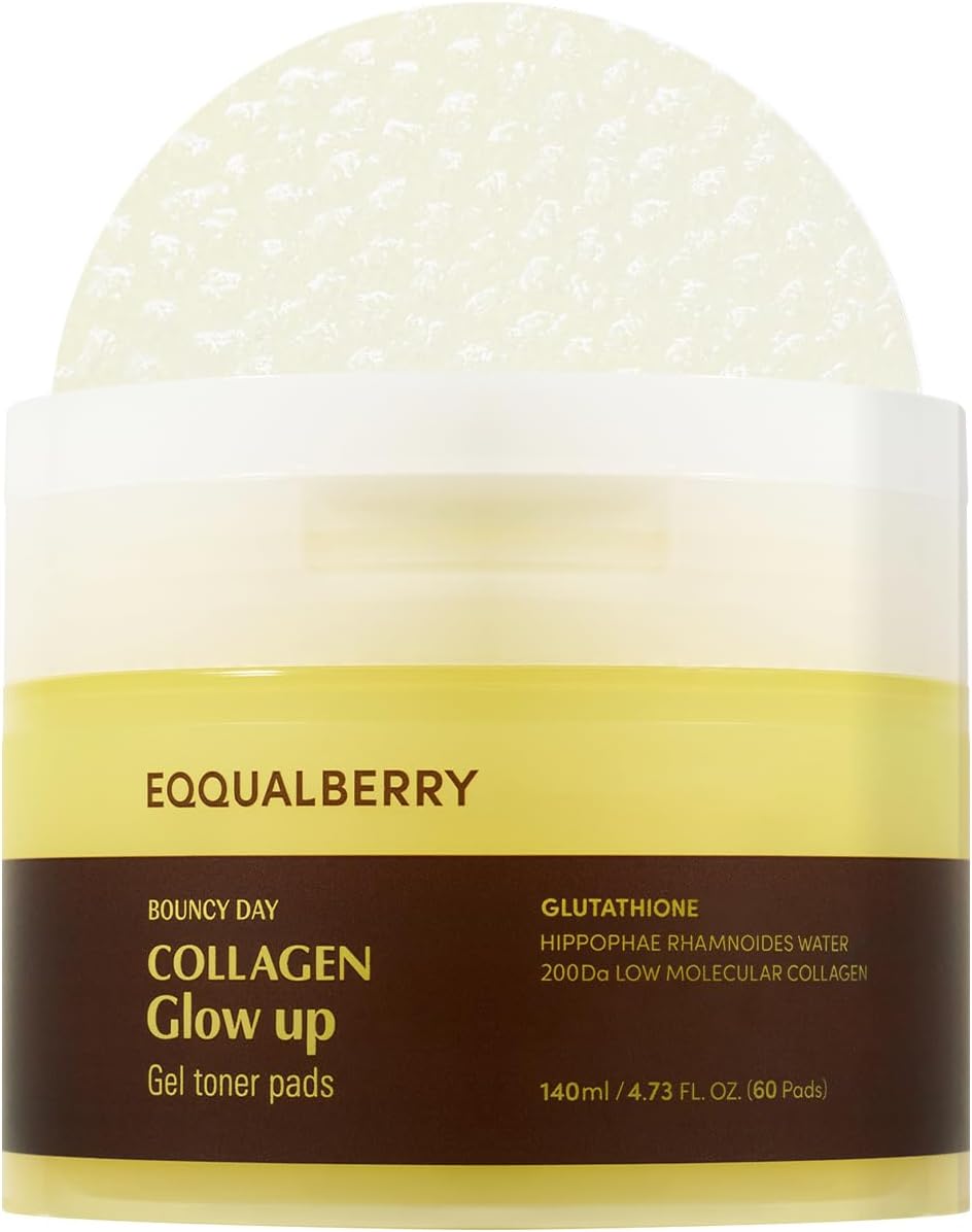 Collagen Glow Up Gel Toner Pads 140ml | Hydrating & Radiance-Boosting Facial Pads | Smooth Skin Texture, Moisture Care & Glow