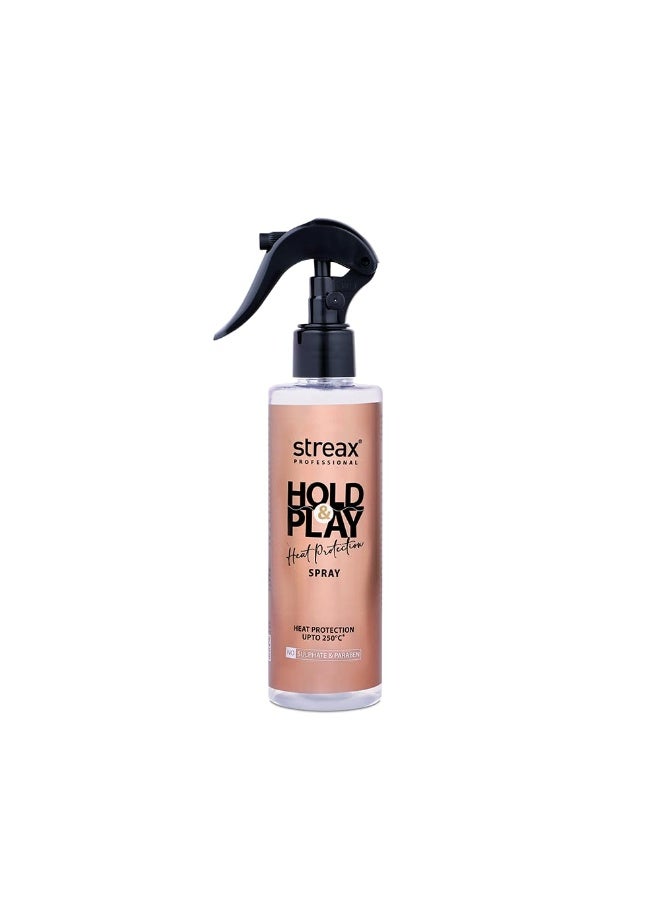 Professional Hold & Play Heat Protection Spray For Hair -200 Ml, Hair Styling Spray For Women & Men, Heat Protectant Spray For Hair Upto 250°C & 2X Less Hair Breakage