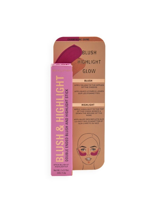 Makeup Revolution Double Ended Blush And Highlight Stick Golden Shine