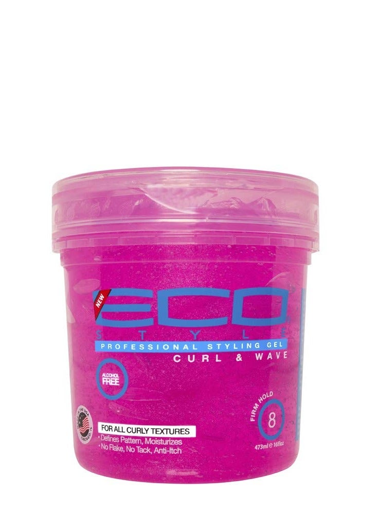 Eco Style Curl & Wave Gel 473ml - Firm Hold Styling Gel for Curly & Wavy Hair | Defines Pattern, Moisturizes, Alcohol-Free, No Flakes