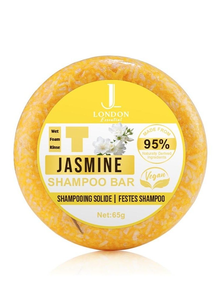 JL Essential Jasmine Shampoo Bar, Crafted with 95% Naturally Derived Ingredients for Strengthening, Moisturizing, and Scalp Care, Eco-Friendly and Cruelty-Free Hair Solution for Men and Women 65g