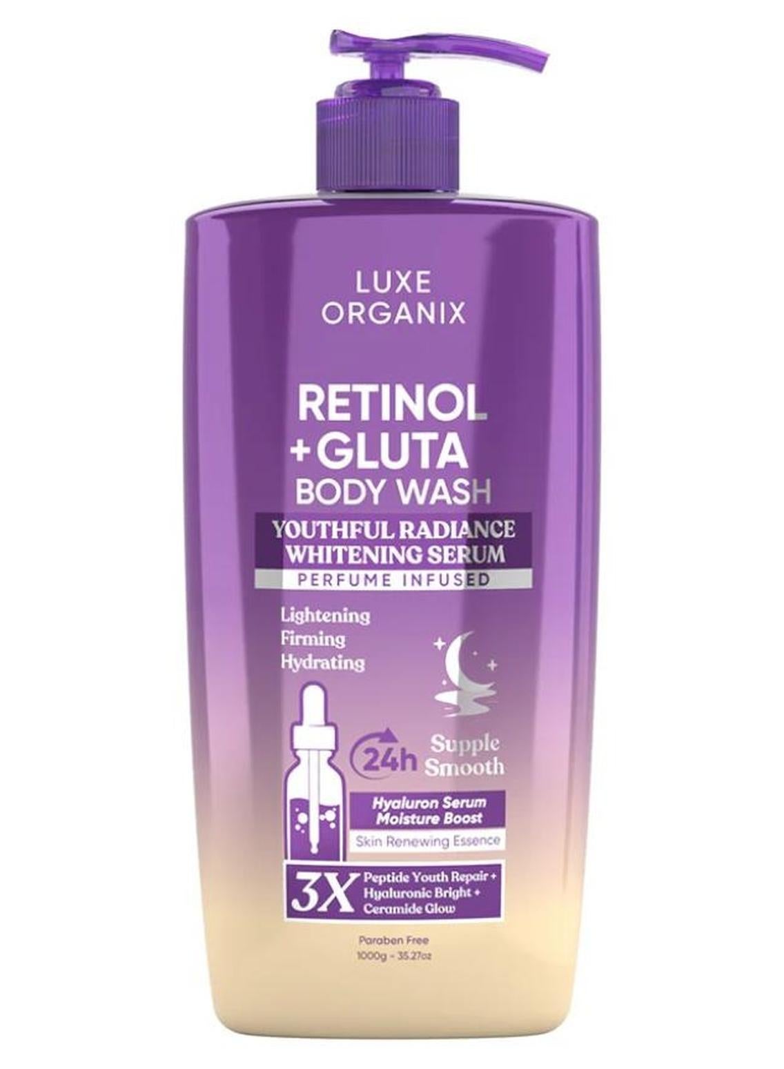 Retinol + Gluta  Body Wash Youthful Radiance Light Serum Perfume Infused 1000 g