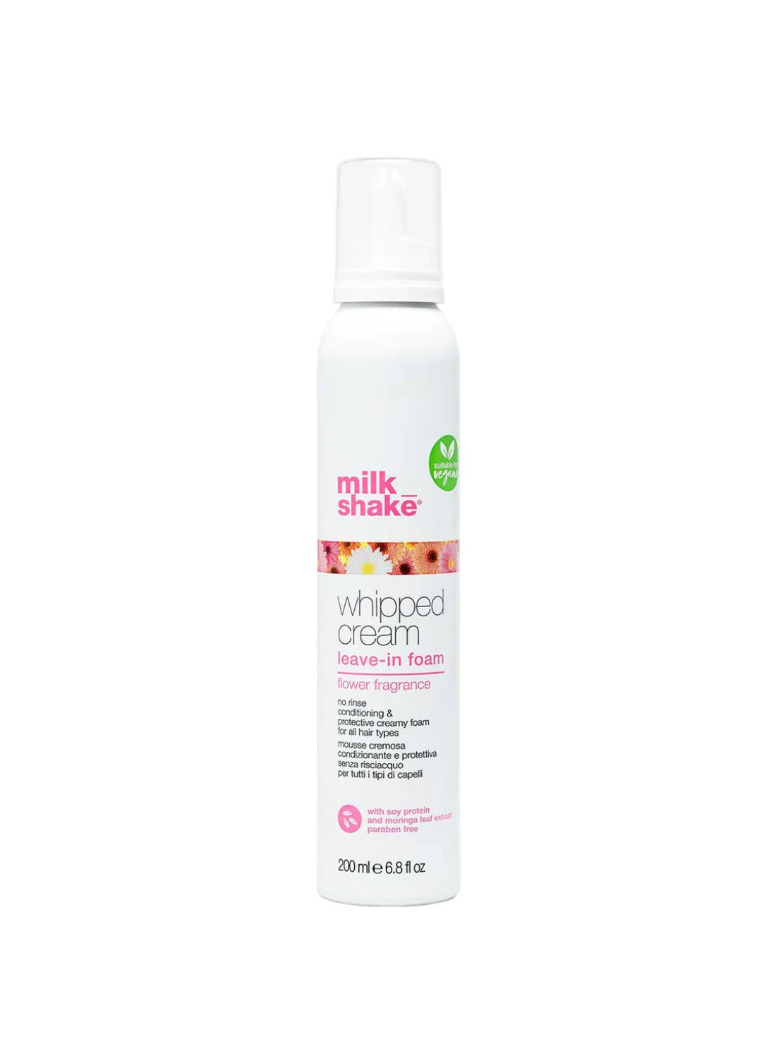 Whipped Cream Flower Leave-In Conditioning Foam – Vegan No Rinse Hair Moisturizer with Moringa Extract & Integrity 41 for Hydration, Shine & Color Protection, 200ml