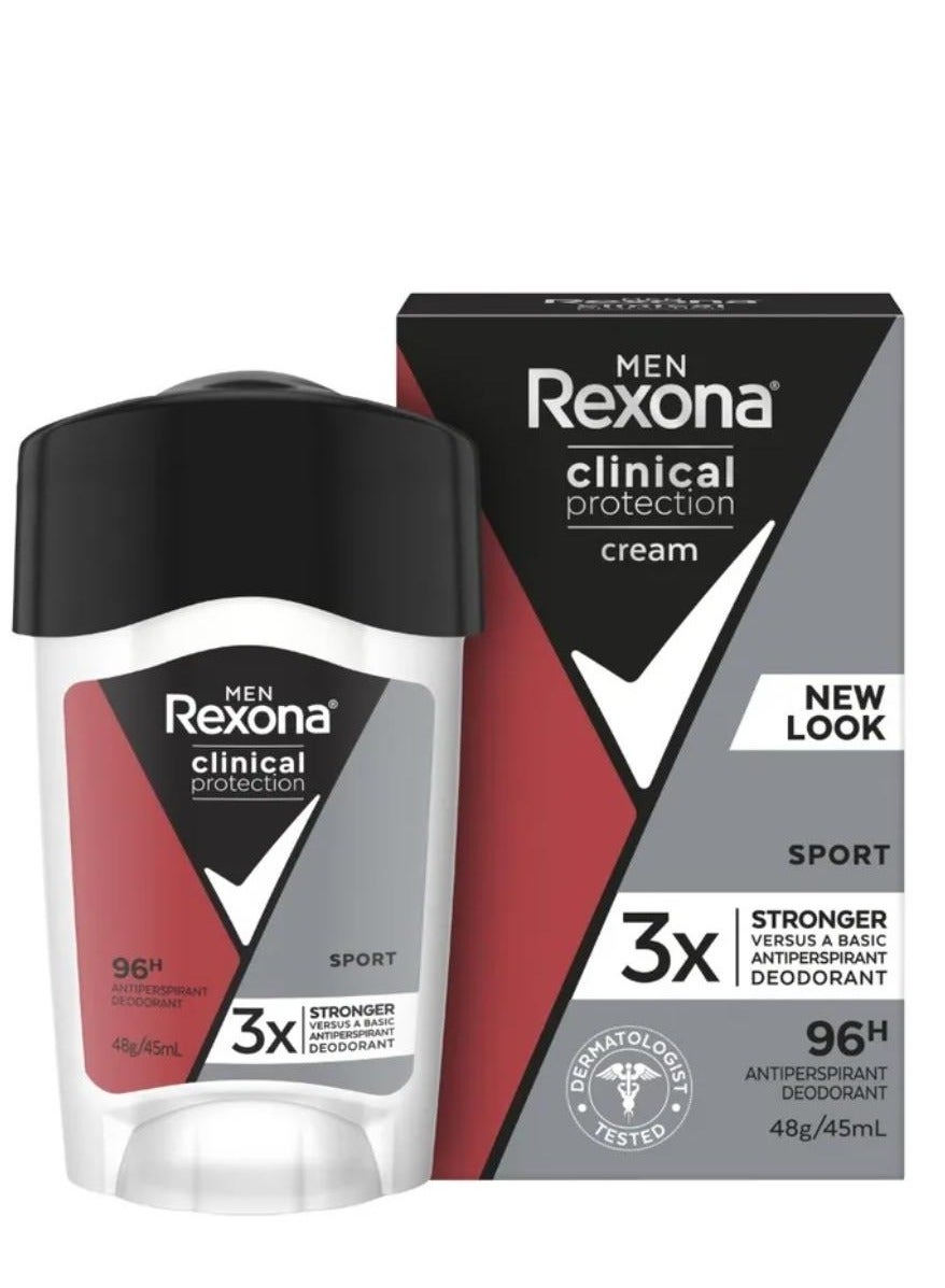 Men Clinical Protection Deodorant Cream Sport Anti Perspirant with 3x Protection for Stress provides 96 hours 45 ml