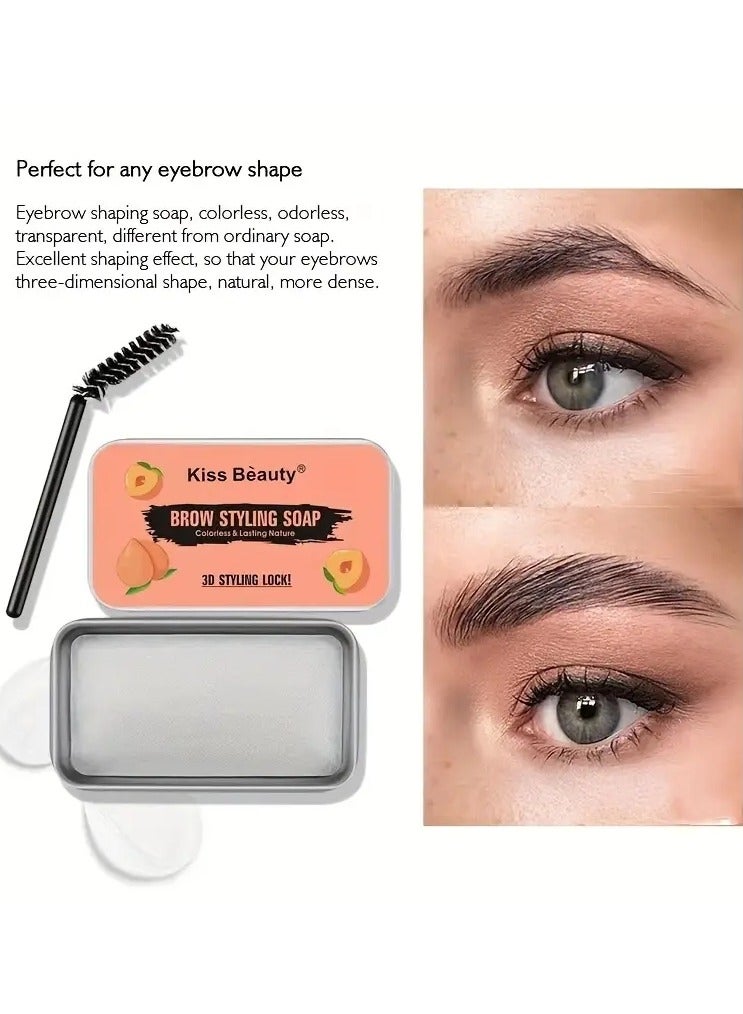 Peach Eyebrow Gel, Colorless Transparent Refreshing Eyebrow Wax, Long-lasting Natural Eyebrow Styling Soap 1 PCS