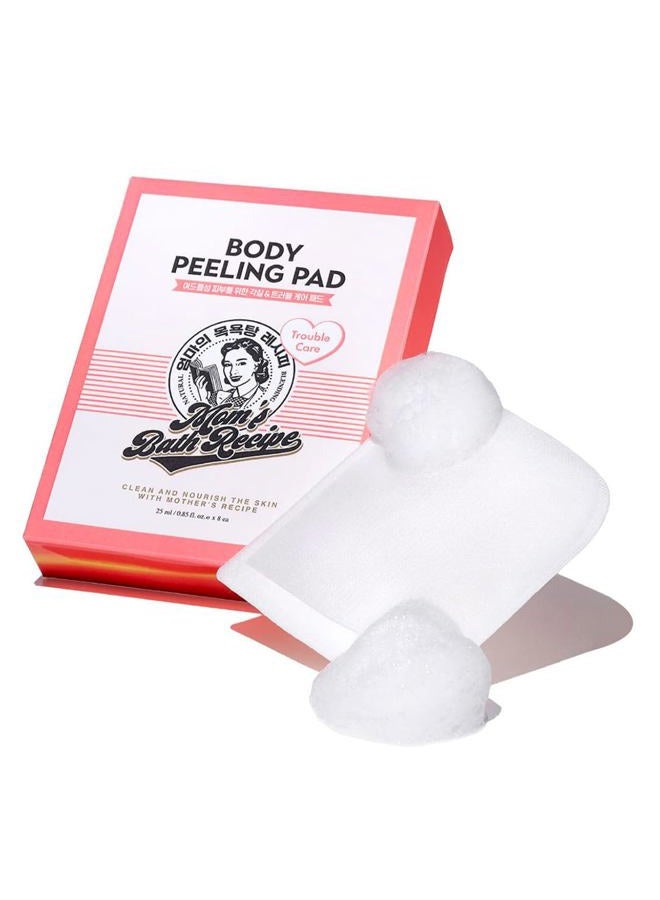 Body Peeling Pad Trouble Care, Acne Remover All in One Bubble Body Wash & Scrub Gloves with BHA & Cica, Exfoliating Mitts for Dead Skin Cells, Body Acne Breakouts, 8 Sheets