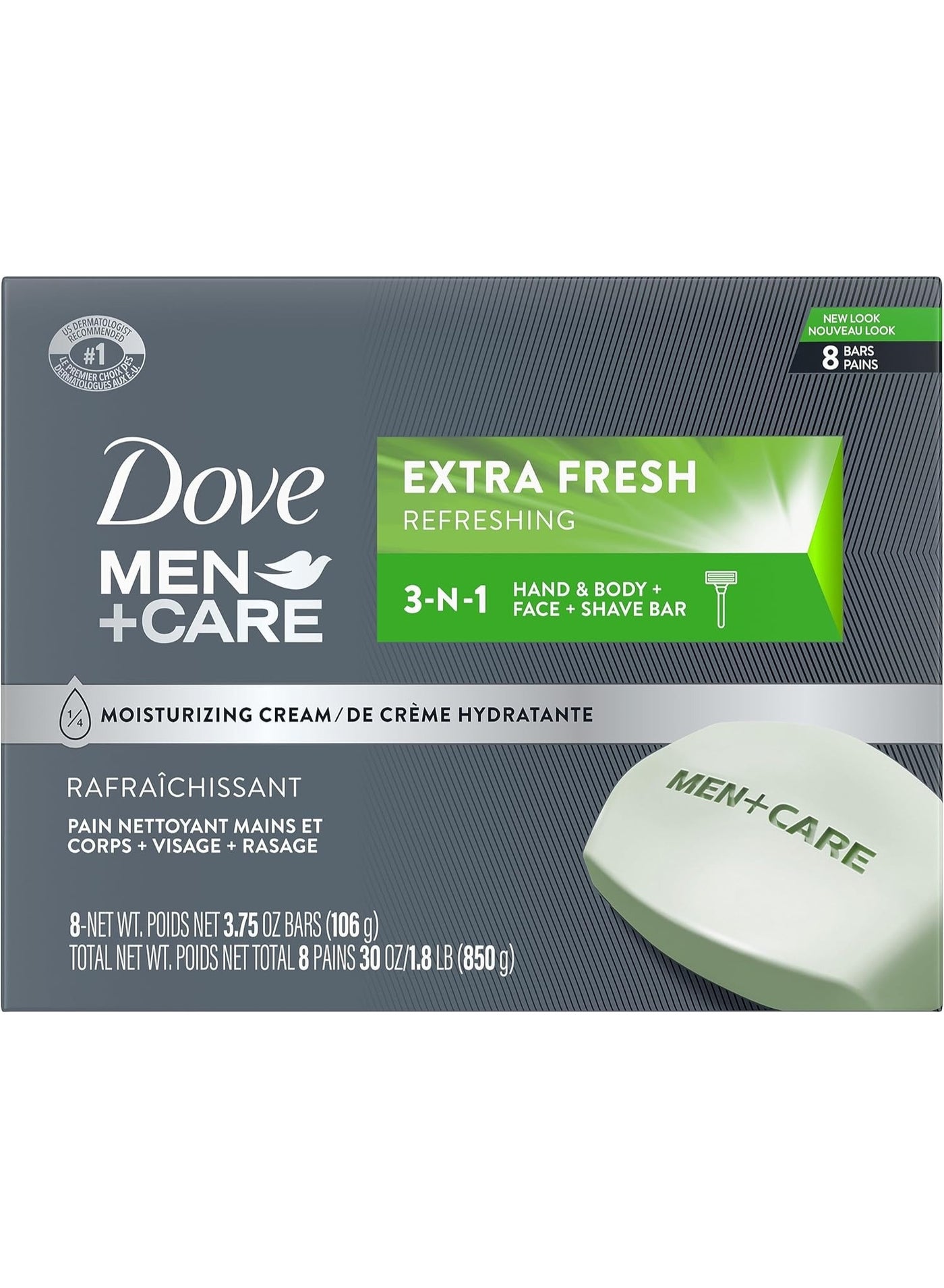 Men + Care Extra Fresh Bar Soap | Shaving Soap, Pack of 8x106 g