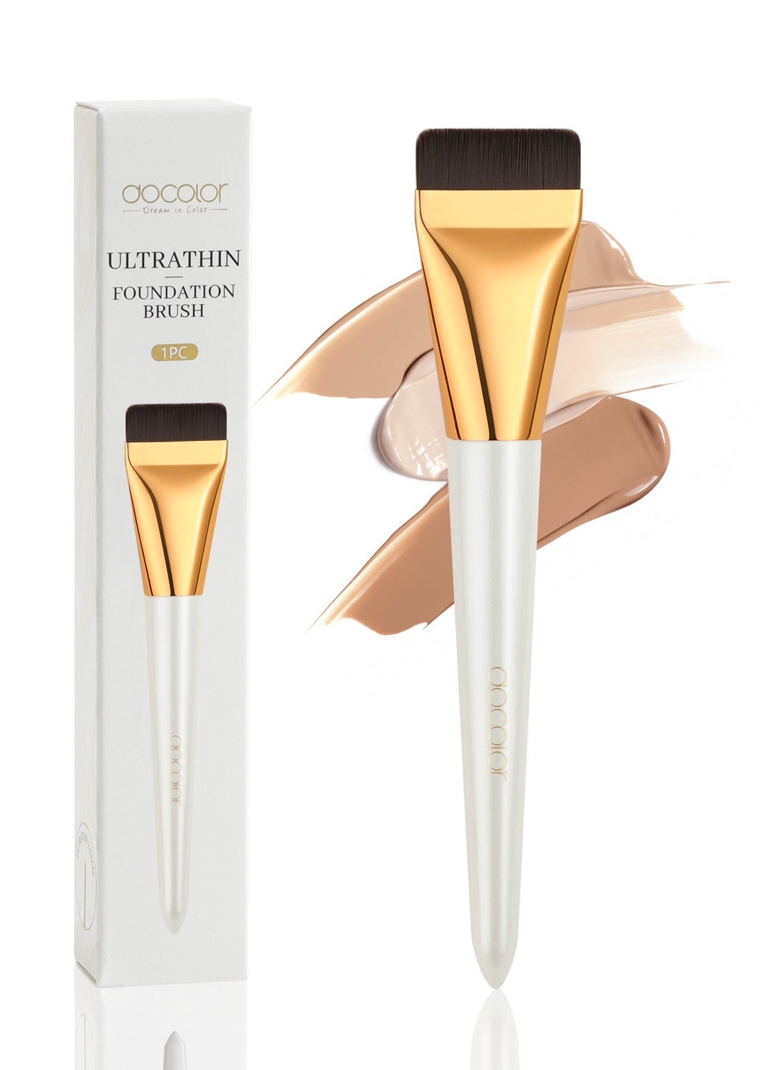 Ultra-Thin Flat Foundation Brush – Streak-Free Liquid Makeup Blender with Wooden Handle