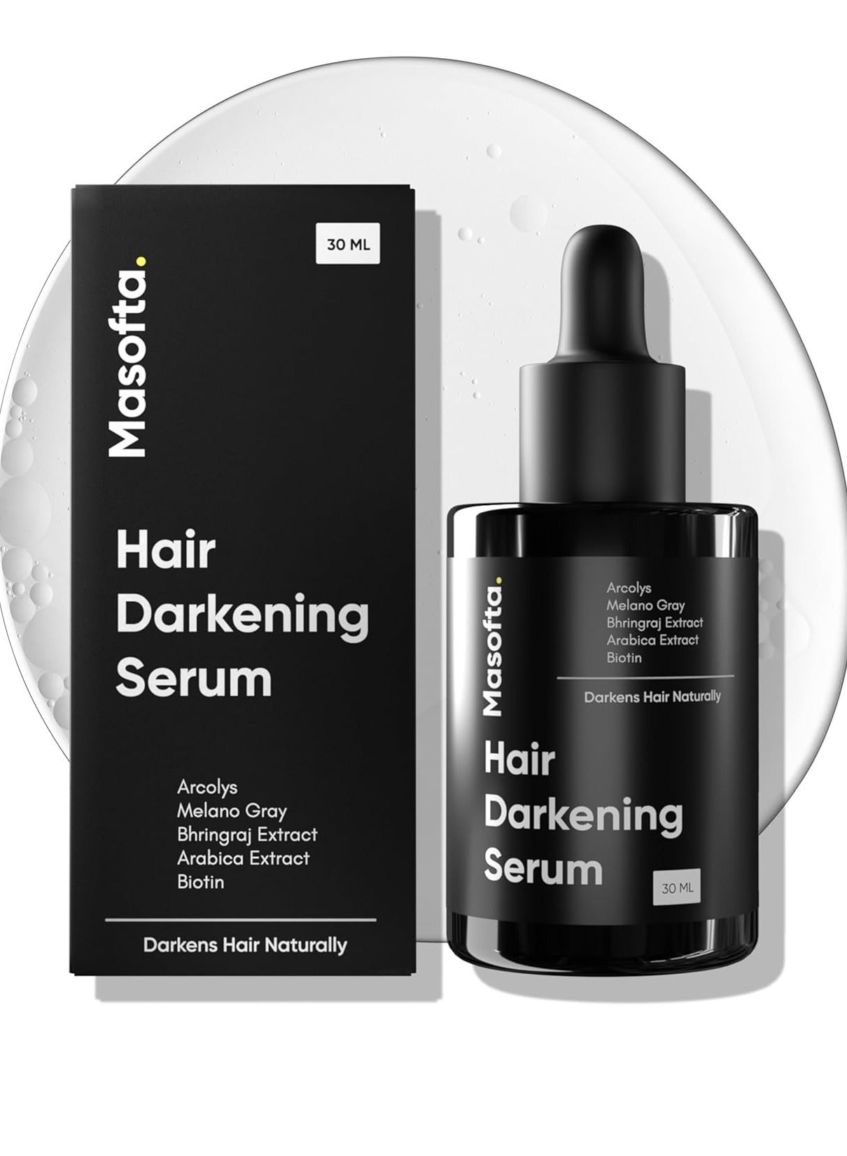 anti grey hair darkening serum 30ml with arcolys melano gray biotin bhringraj reduces greying promotes shiny hair for men and women
