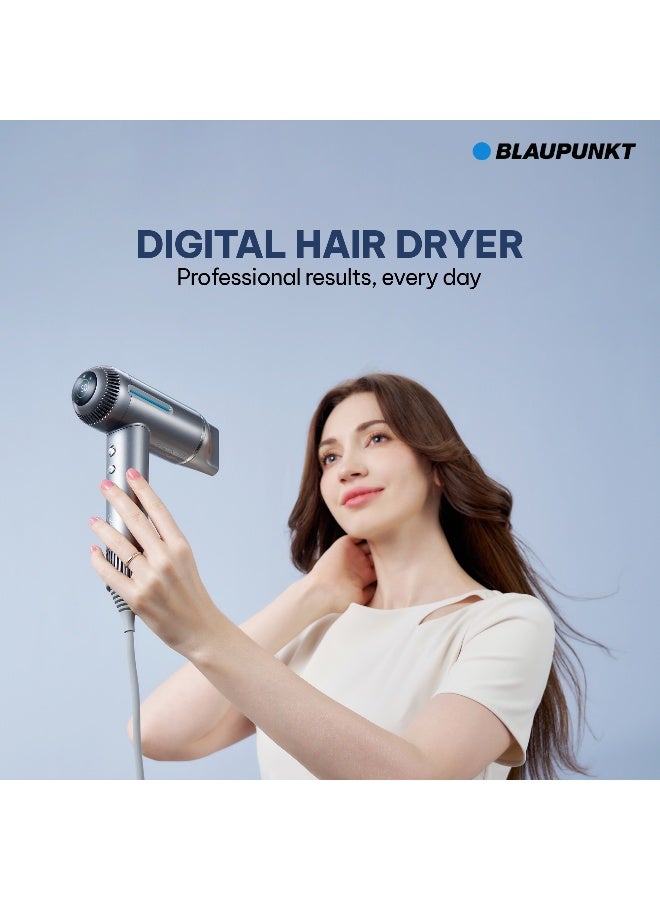 Blaupunkt Digital Hair Dryer 1600W – LED Display, Plasma Hair Care, 6 Temp Settings, Cool & Heat Modes, Magnetic Diffuser & Concentrator, BLDC Motor 110,000 RPM, Quick Drying, 2-Year Warranty-SDD916 - image 2