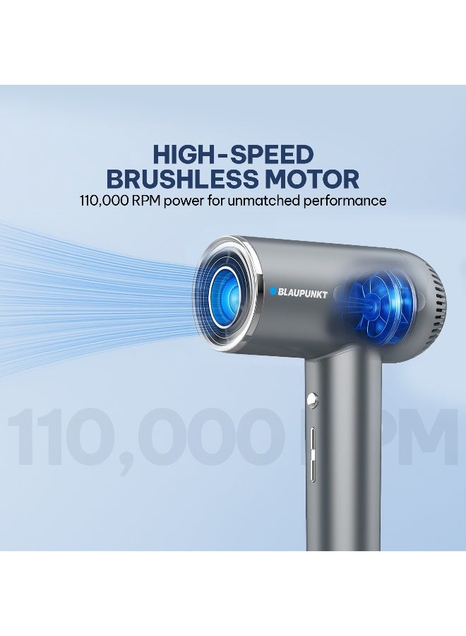 Blaupunkt Digital Hair Dryer 1600W – LED Display, Plasma Hair Care, 6 Temp Settings, Cool & Heat Modes, Magnetic Diffuser & Concentrator, BLDC Motor 110,000 RPM, Quick Drying, 2-Year Warranty-SDD916 - image 3