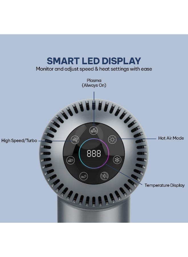 Blaupunkt Digital Hair Dryer 1600W – LED Display, Plasma Hair Care, 6 Temp Settings, Cool & Heat Modes, Magnetic Diffuser & Concentrator, BLDC Motor 110,000 RPM, Quick Drying, 2-Year Warranty-SDD916 - image 4