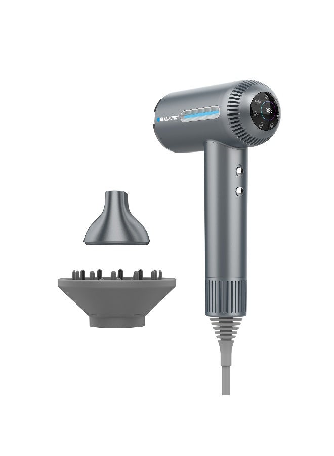 Blaupunkt Digital Hair Dryer 1600W – LED Display, Plasma Hair Care, 6 Temp Settings, Cool & Heat Modes, Magnetic Diffuser & Concentrator, BLDC Motor 110,000 RPM, Quick Drying, 2-Year Warranty-SDD916