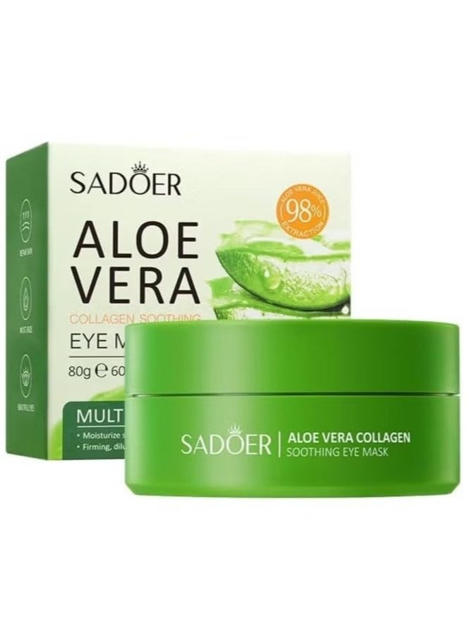 Aloe Vera Eye Masks - 60 PCS Under Eye Patches for Puffy Eyes and Dark Circles Treatments - Hydrating Eye Mask Skincare, Eye Gel Pads for Eye, Reduce Wrinkles and Fine Lines, Improve and Firm Eye Skin