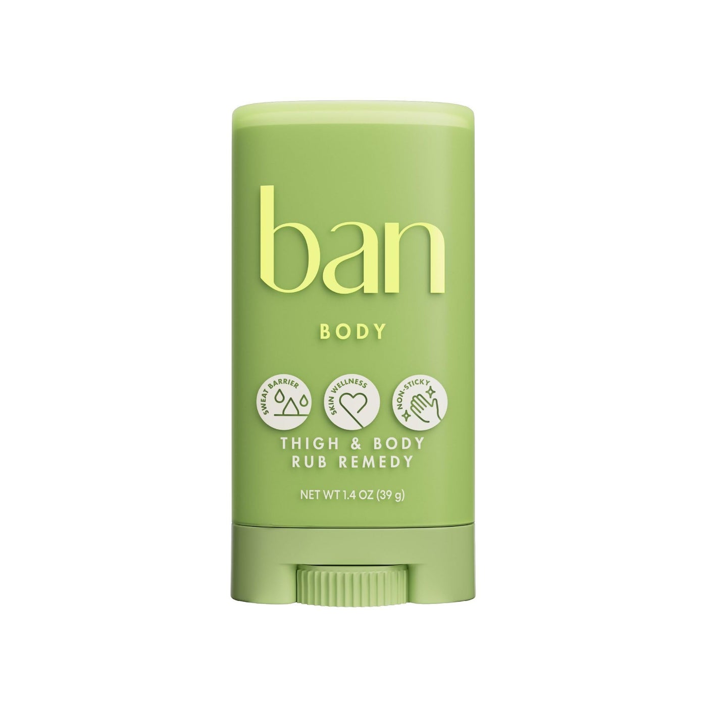 Ban Thigh & Body Anti-Friction Balm, Prevents Chafing & Skin Irritation, Anti Chafe Balm for Women & Men, Aluminum, Baking Soda & Talc Free, Unscented, 1.4 Oz
