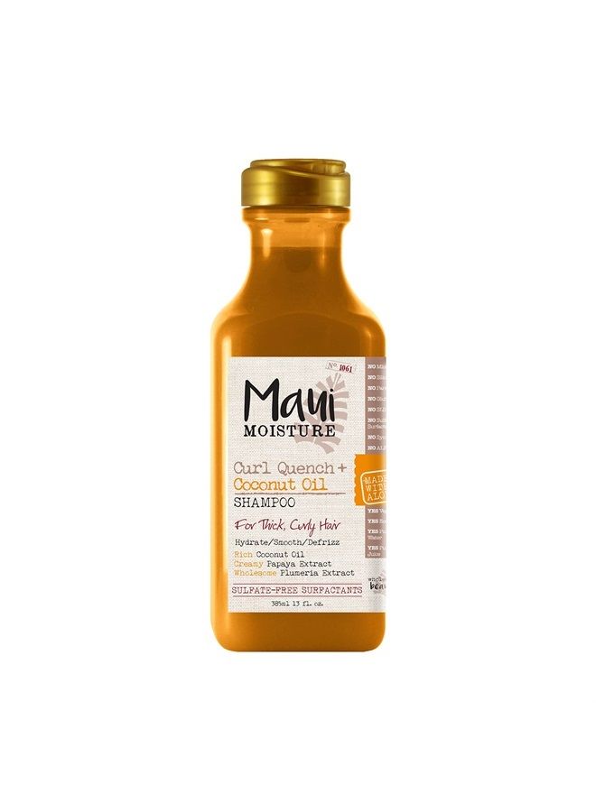 Curl Quench + Coconut Oil Curl-Defining Anti-Frizz Shampoo to Hydrate and Detangle Tight Curly Hair, Softening Shampoo, Vegan, Silicone & Paraben-Free, 13 fl oz