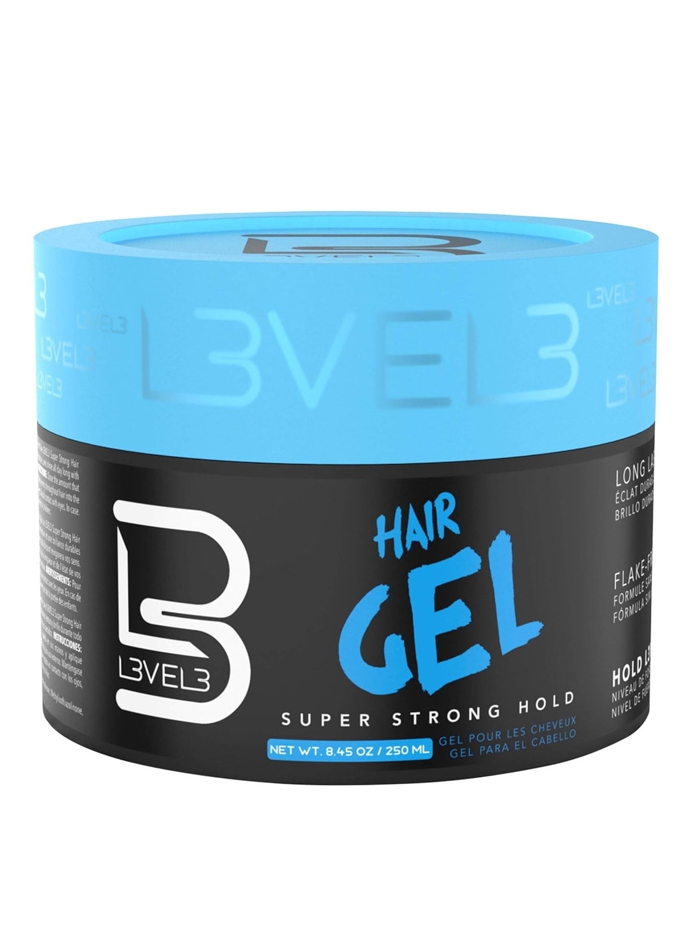 L3 - Hair Gel - Super Strong Hold - Flake Free - Long Lasting Shine - For Men and Women - Level 3 Gel - Add Volume and Texture 250ml