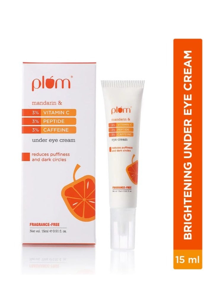 Plum 3% Vitamin C, 3% Peptide & 3% Caffeine Under Eye Cream with Mandarin 15ml