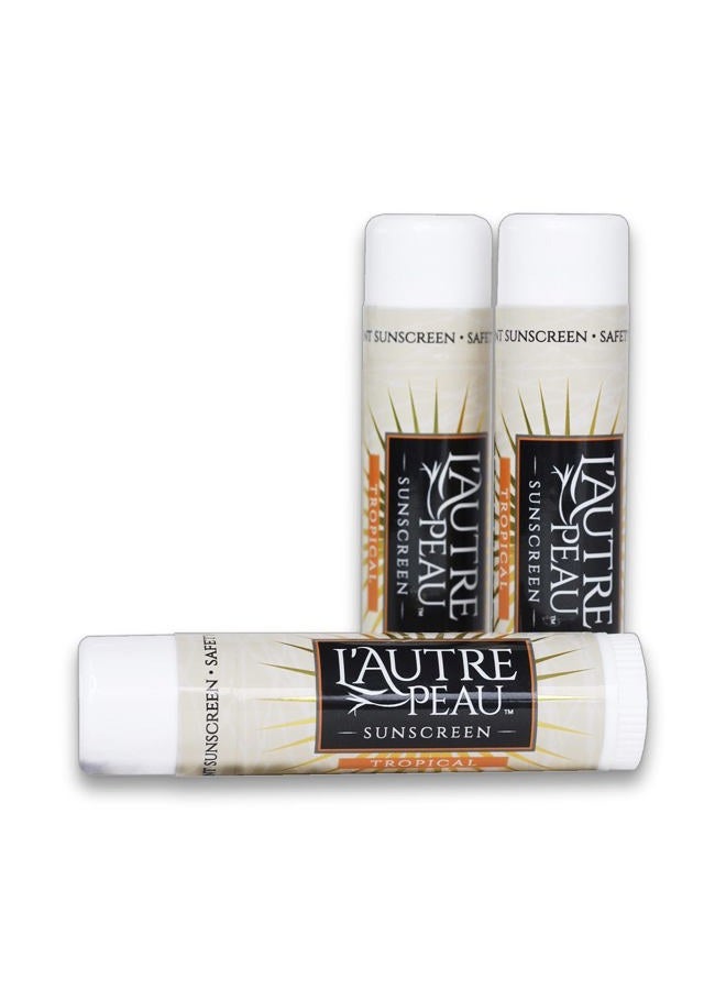 SPF 30 Sunscreen Multi-Pack by L'AUTRE PEAU | Travel Size Sunscreen for Men, Women, and Kids | Non-Greasy Water Resistant | Tropical Scent | TSA Approved | (3 Pack Suncreen Stick)