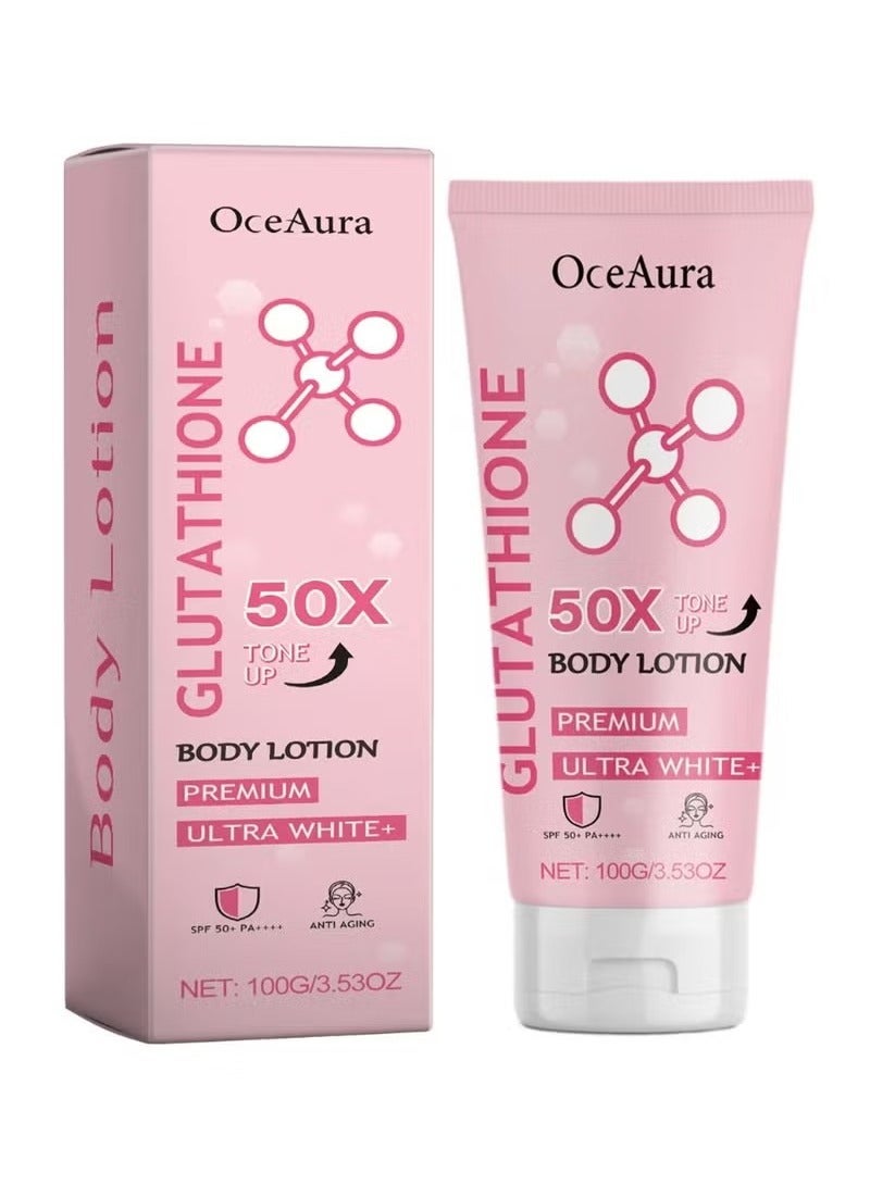 Glutathione 50x Tone Up Brightening Body Lotion, Moisturizing and Soft Skin, Firming Body Lotion for Women, Daily Moisturizing Body, SPF 50+, For Uneven Skin Tone and Dry Skin