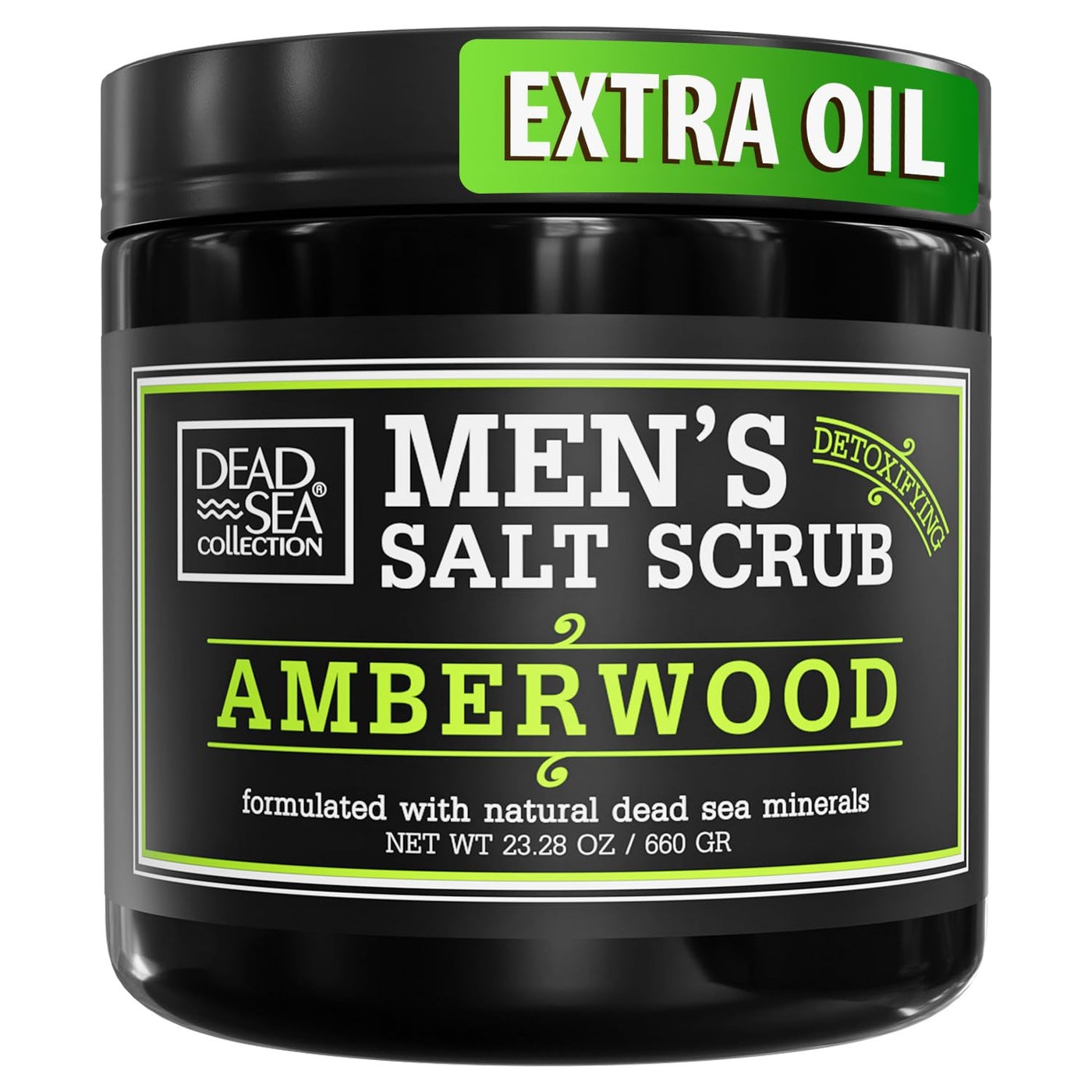 Salt Body Scrub Amberwood For Men â€“ Moisturizes, Exfoliates & Nourishes Skin â€“ Cleanses & Detoxifies with Dead Sea Minerals - Dead Sea Collection â€“ 23.28 OZ
