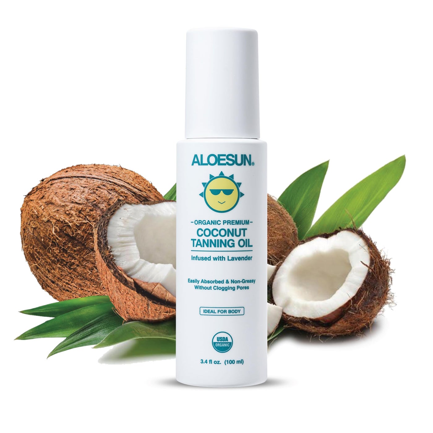 ALOESUN Organic Coconut Tanning Oil Spray Infused with Organic Lavender Oil | Natural Deep Tanning Accelerator | Moisturizing & Hydrating Tan | Non-Greasy | Vegan & Cruelty-Free | Travel Size 3.4 Oz