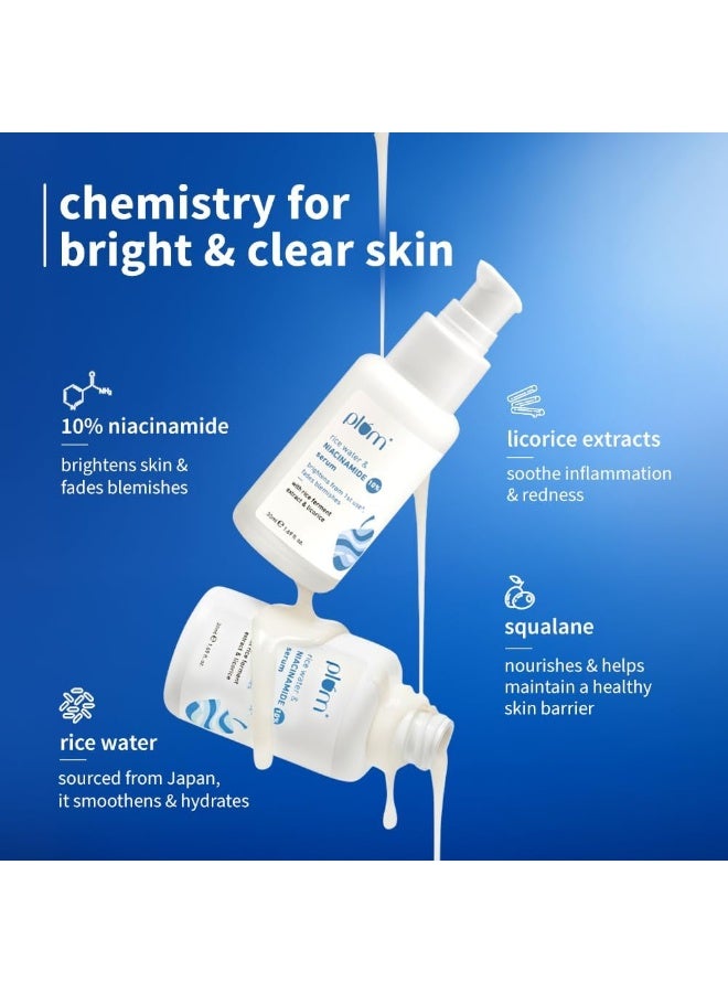 Rice Water And 10% Niacinamide Face Serum 30ml |For Acne Marks, Blemishes And Uneven Skin Tone | Lightweight Hydrating Skincare with Licorice, Caffeine And Squalane, 1.01 fl oz - image 4