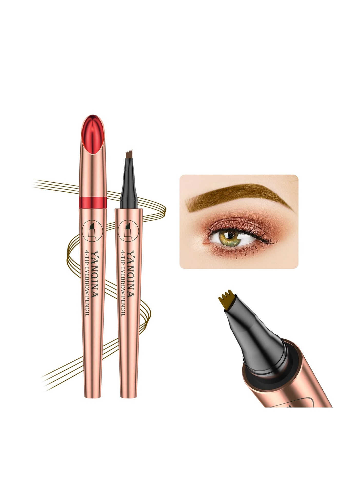 Eyebrow Pencils, Eye Makeup Pencils Long Lasting Waterproof Micro 4-Point Lifter and Microblading Pencil Perfect Brows