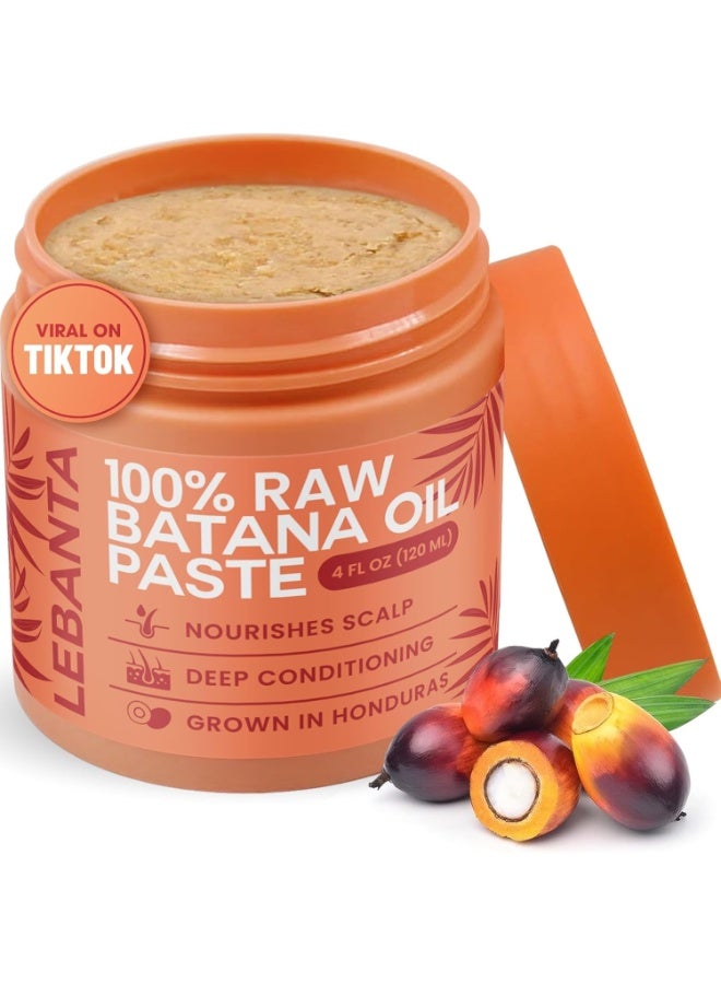 Lebanta Raw Batana Oil for Hair Growth - 100% Pure, Organic 4oz Batana from Honduras for Thick and Strong Natural Hair - Dr. Sebi Unrefined Cold Pressed Cosmetic Scalp Mask Gifts for Women (1 Pack)