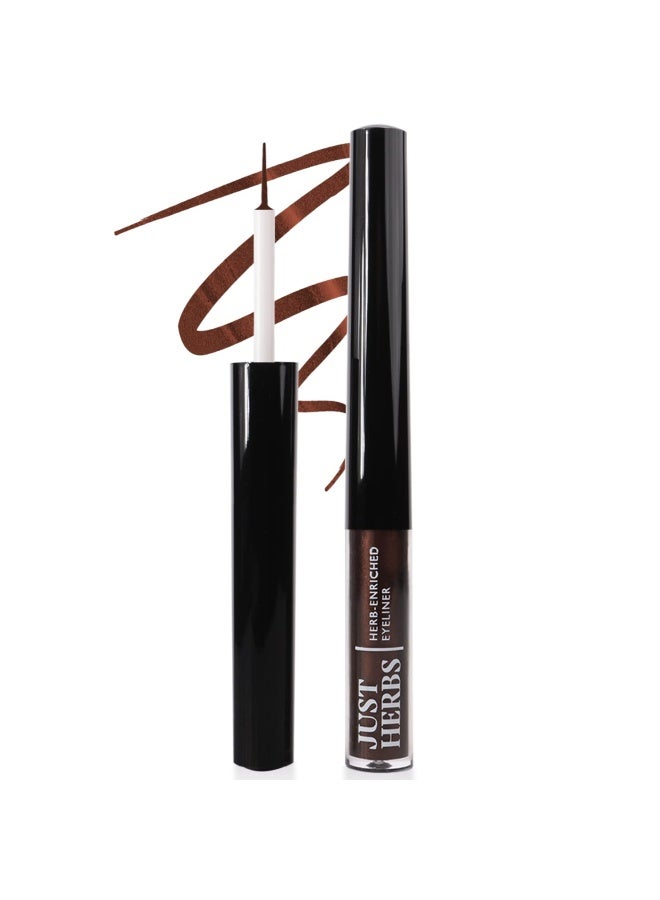 Just Herbs Waterproof Eyeliner | Smudge-Proof, Organic Formula with Jojoba Oil & Vitamin E | Precision Liquid Eyeliner for Sensitive Eyes | Long-Lasting, Vegan & Cruelty-Free