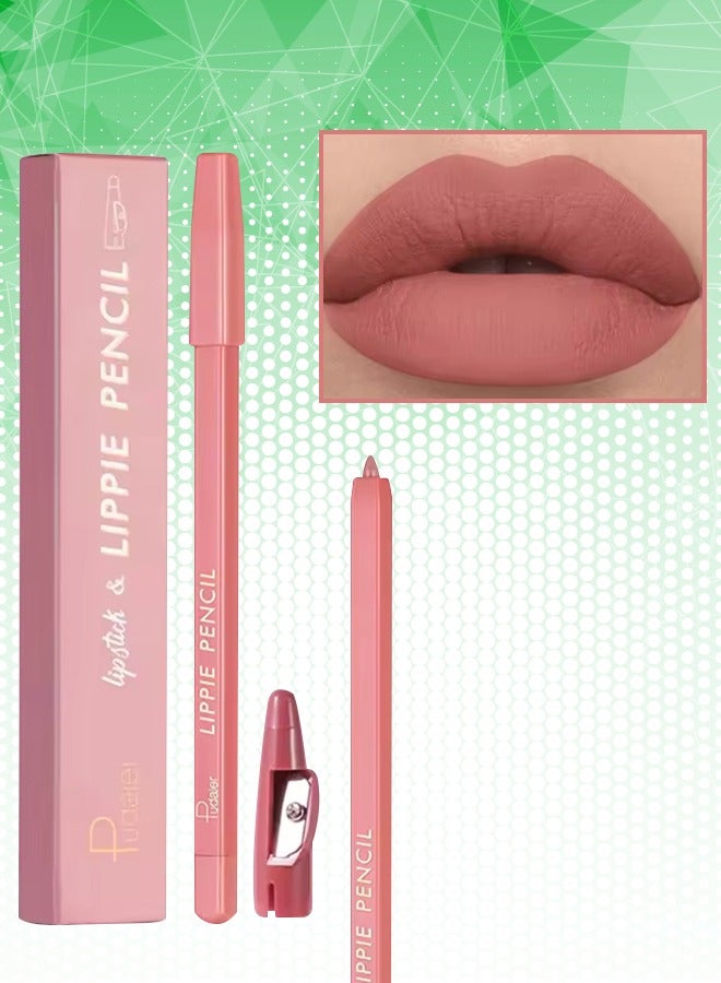 Lippie Pencil Lipstick with Sharpener Soft Lipliner Pencil Easy to Use Lip Makeup Lip Liner Pencil Matte Waterproof Long Lasting Lipstick Lip Contour Makeup Lip Set Full Color 03