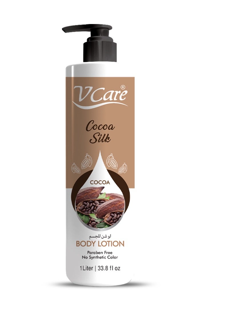 V Care Cocoa Silk Extract Body Lotion 1 Liter - Deep Hydration & All-Day Glow