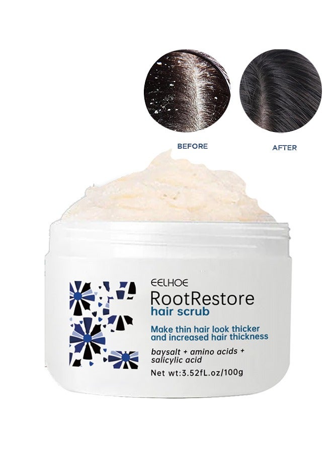 Root Restore Hair Scrub，Exfoliating Scalp Scrub, Dandruff Itch Treatment, Hair Detox Scrub, Sulfate-Free Scrub Soothes Dry, Flaky, Itchy Scalp, Removes Buildup 100g