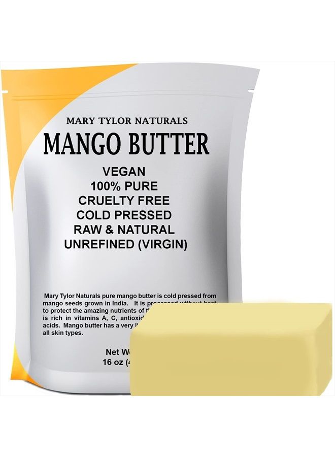 Mango Butter 1 lb Cold Pressed, Unrefined,Raw Pure Mango Butter — Skin Nourishment, Moisturizing for Hair, Skin
