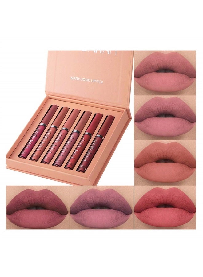 6Pcs Matte Liquid Lipstick Makeup Set, Matte liquid Long-Lasting Wear Non-Stick Cup Not Fade Waterproof Lip Gloss (Set B)