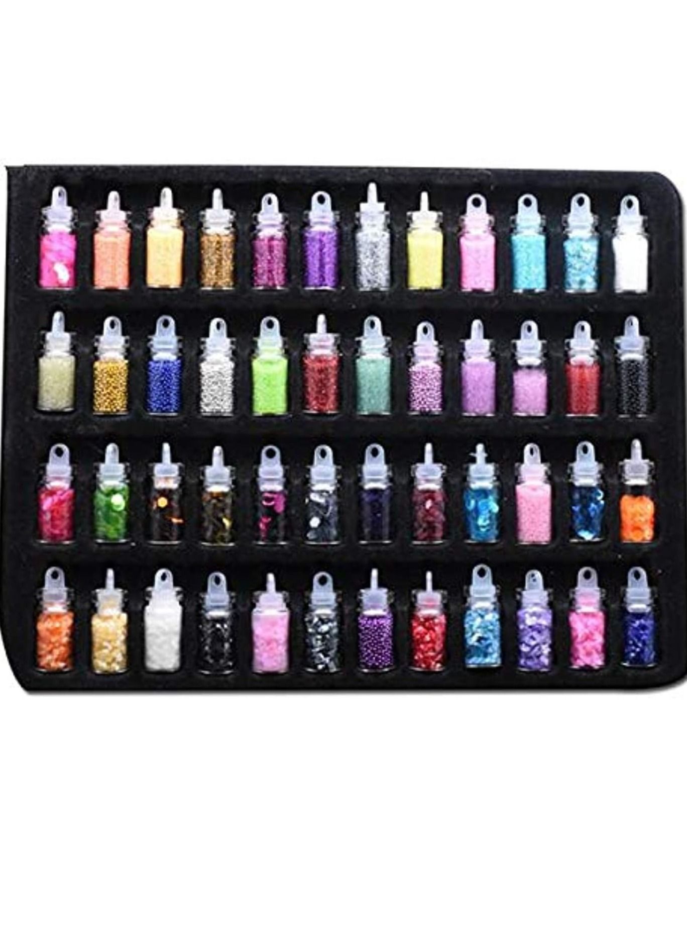 ORiTi 48 Bottles Glitter Shake Jars Se Glitter Powder Sequins for Slime Making,3D Nail Art Decoration, Eye Hair Face Body Makeup, Phones,Cards,Scrapbook, Party Invitation