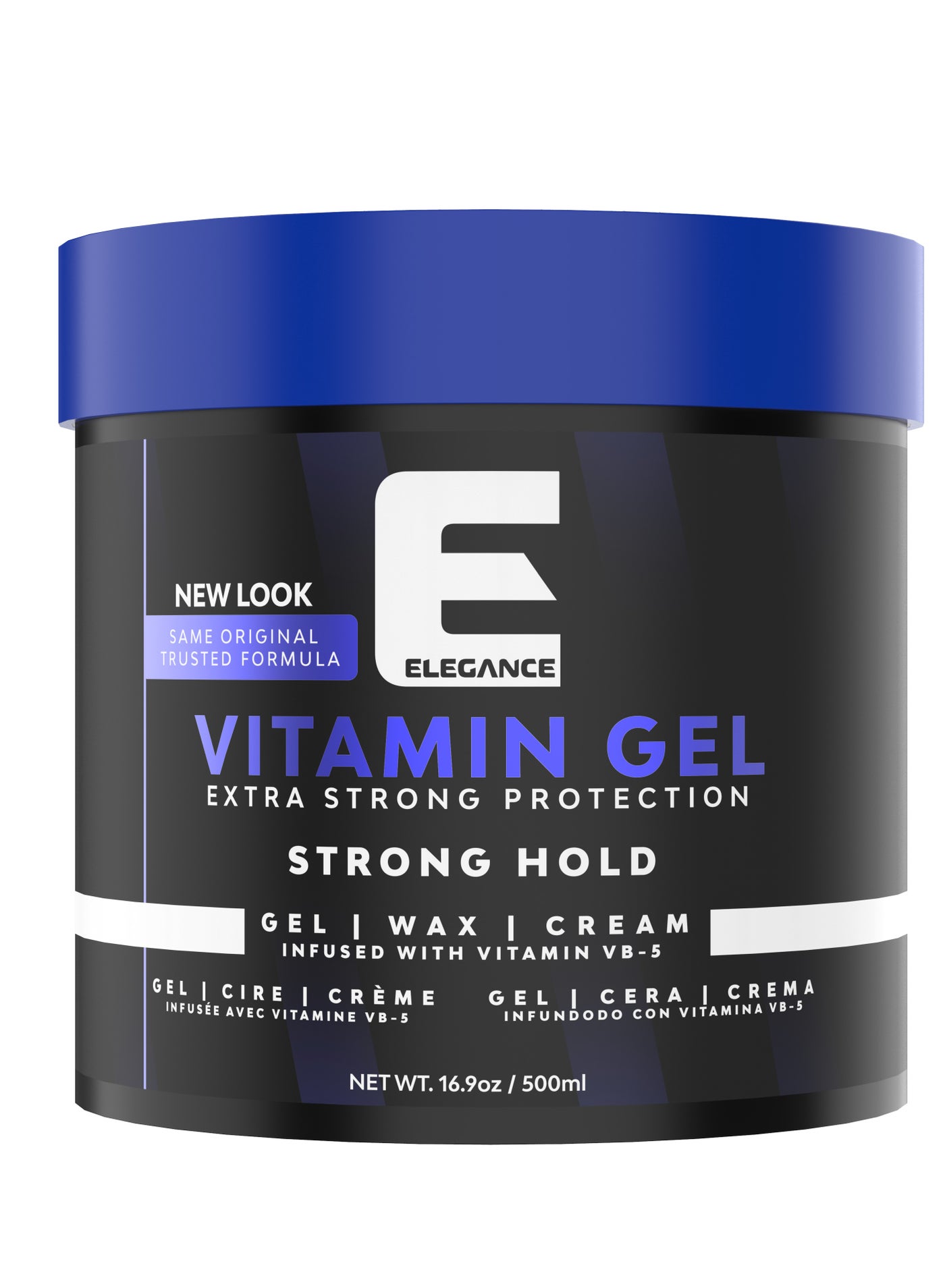 Elegance-E Series Vitamin Gel - Blue 500ml: Strong Hold, Flake-Free, Enriched with Pro-VB-5 for Long-Lasting Shine and Volume