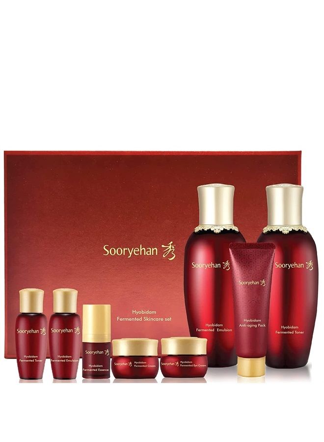 HYOBIDAM Fermented Skincare Gift Set - Korean Skincare, Revitalizing Toner, Emulsion Lotion, Essence, Cream, Cleansing Foam, Sheet Mask by LG Beauty