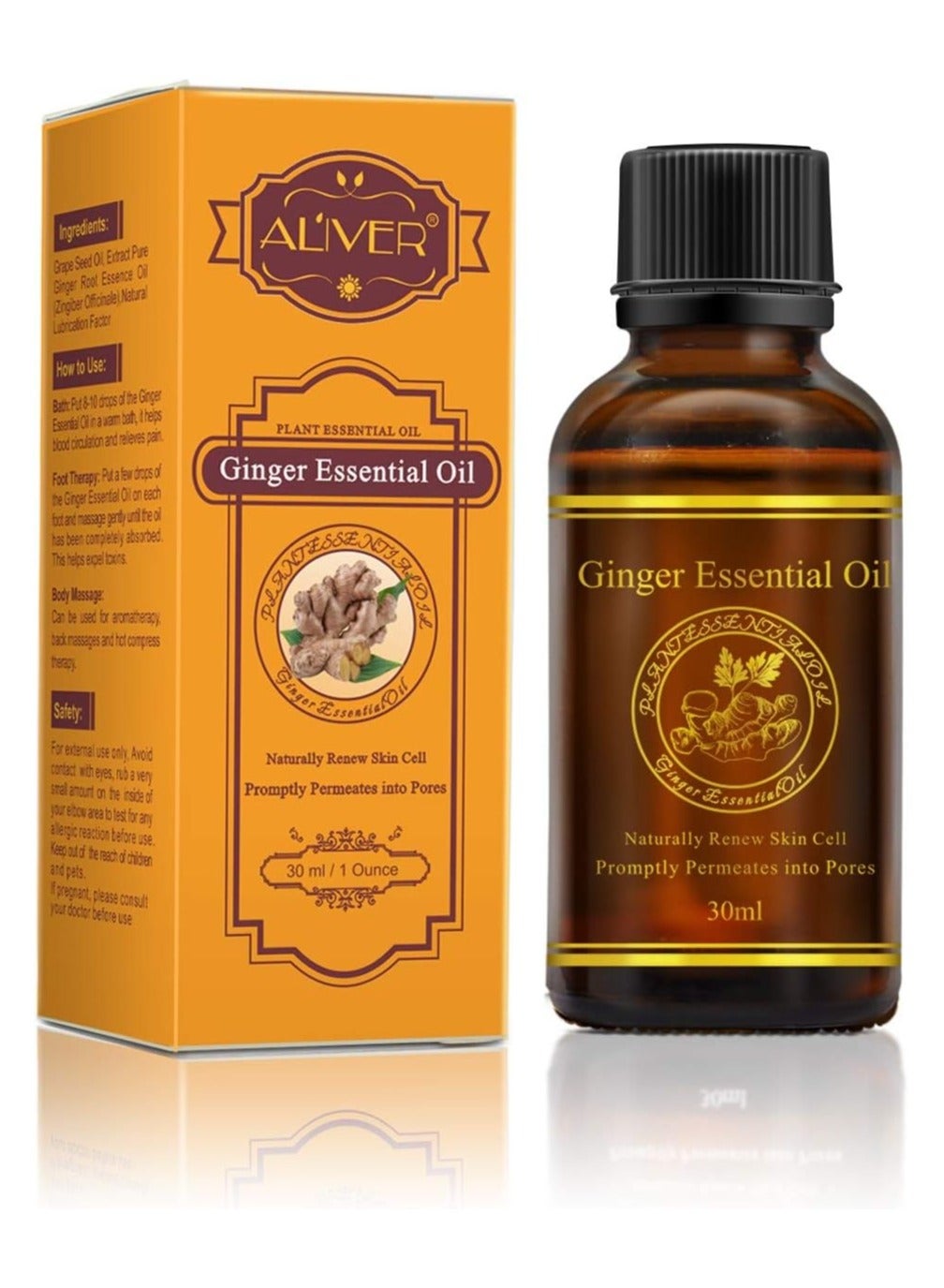 100% Pure Ginger Essential Oil for Hair Growth and Massage