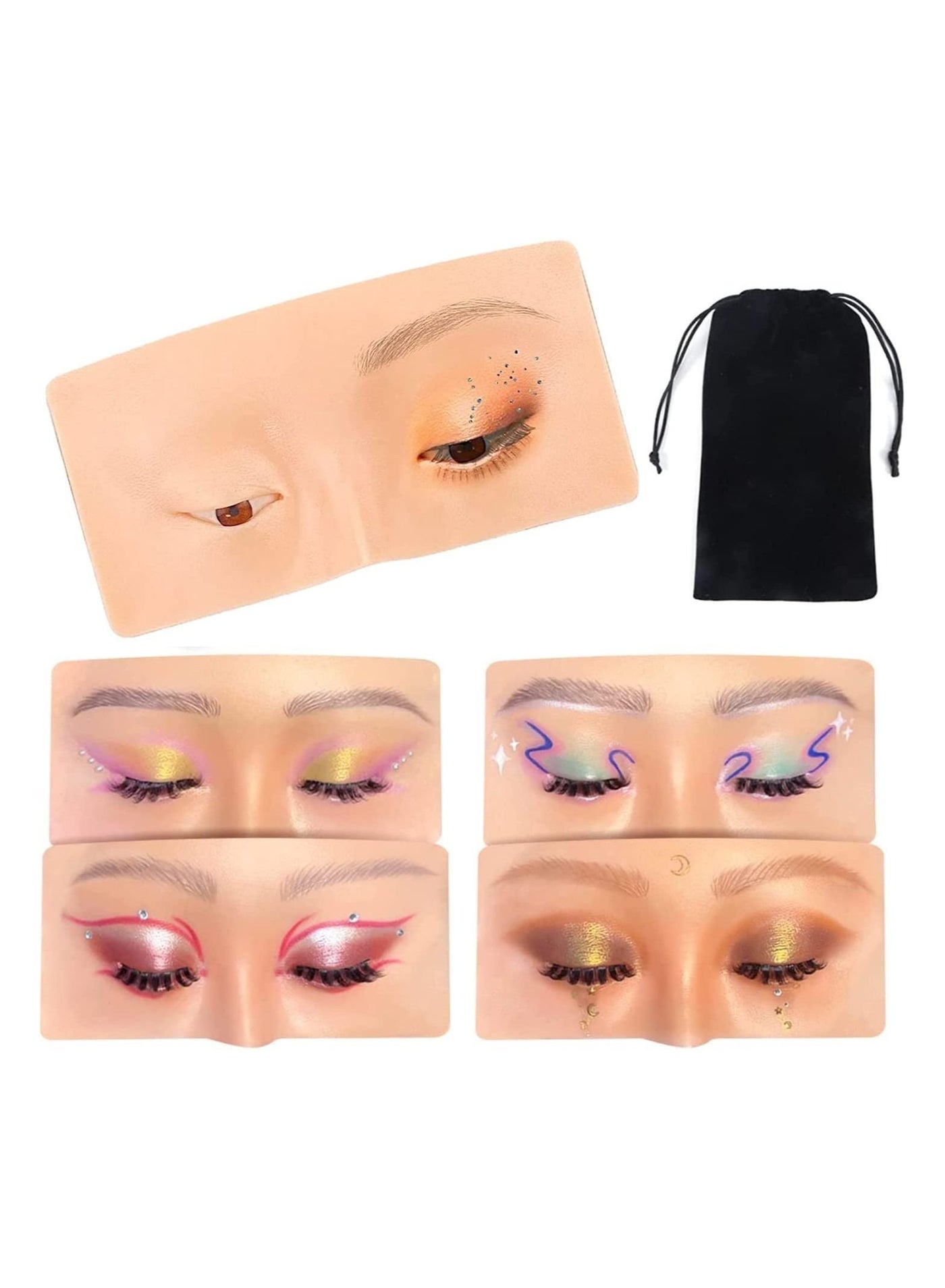 Makeup Practice Face Board 3D Realistic Pad for Makeup Artist Board Makeup Practice, Eyeshadow Eyeliner Eyebrow Lash mapping Realistic Face Skin Eye Make up Practice Model for Makeup Starter